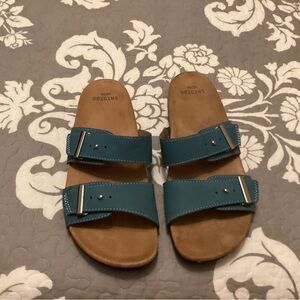 Teal Double Strap Sandals